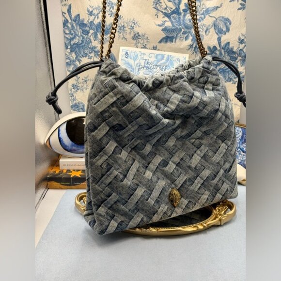 🆕 KURT GEIGER LONDON 🧿 NWOT Kensington Denim Drawstring Shoulder Bag - Picture 2 of 16